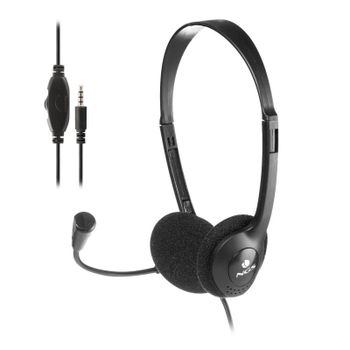 Auriculares NGS con cable, micrófono, control de volumen, jack 3.5mm, negros