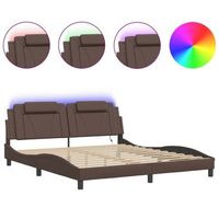cama doble  cama para adultos  estructura cama con luces led cuero sintetico gris 180x200 cm
