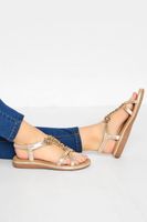 sandalias doradas margaritas strass en ancho especial
