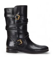 lauren ralph lauren para mujer 802945680001 botas de piel briannah negro 36 plano 1 a 3cm hebilla casual