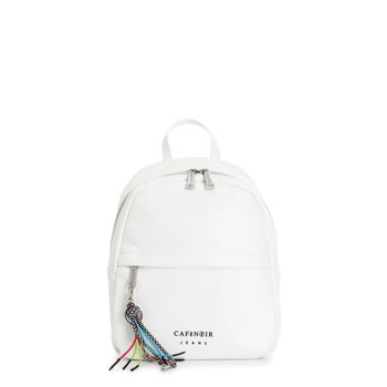 mochila con logotipo bordado y llavero personalizado white