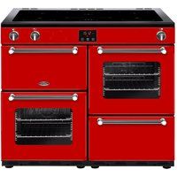 belling kensington 100ei electric induction range cooker - red  chrome red