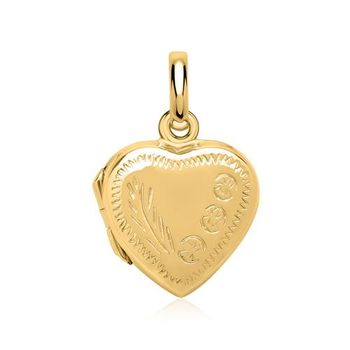 Relicario de corazón chapado en oro con adornos