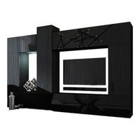 conjunto de muebles de salon negro colgantes coleccion cepto xxii 273cm 10 muebles leds modulares
