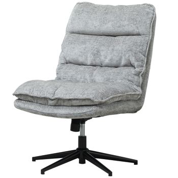 HOMCOM Silla Acolchada sin Reposabrazos, Silla de Oficina Giratoria Acolchada con Tela Suave, Ajustable en Altura, Patas de Acero, Gris
