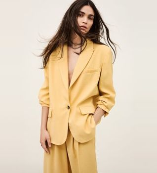 BA&SH para mujer. 1E26DALE Chaqueta de traje Dalena amarillo (38), Casual, Modal