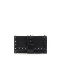 cartera efecto piel con ribete y remaches black