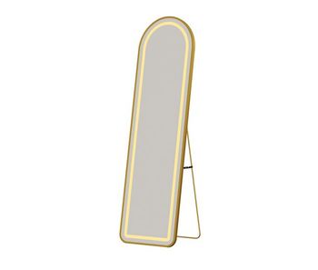 Espejo de cuerpo entero, 150 x 40 cm, curvo, se puede colocar en el suelo o en la pared, con led y cristal de seguridad antiexplosivos.