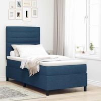 vidaxl cama tipo box spring con colchon azul 90 x 200 cm tela