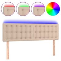 cabecero cama mueble de dormitorio con led cuero sintetico capuchino 144 x 5 x 7888 cm marron m020000195