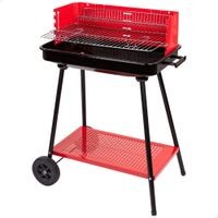 barbacoa de carbon portatil aktive parrilla regulable 4 alturas 66x44x85 cm rojo y negro