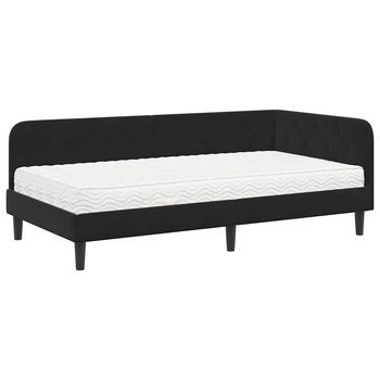 Estructura De Cama En Esquina Negro 100 X 200 Cm Terciopelo