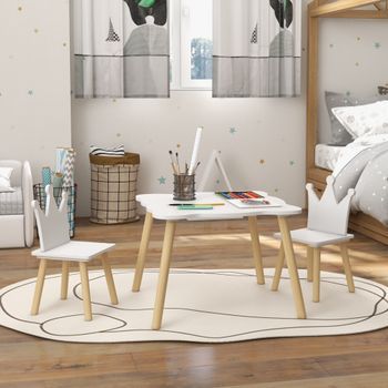 Mesa Y Sillas Infantiles De 3 Piezas Blanco Aiyaplay