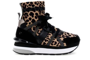 botines de running en tejido elástico black/leopard 41