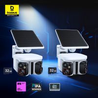 baseus 2pcs security x1 pro camara dual inalambrica para exteriores camara 3k con panel solar reconocimiento facial camara inteligente con ia con tarjeta sd de 32g