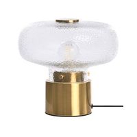 lampara de mesa estilo glam moderno con base de hierro pantalla de vidrio texturizado laton tara