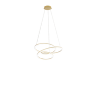 lampara colgante led spira de metal dorado cepillado de 96 w