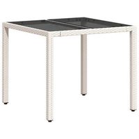 mesa de jardin  mesa de exterior superficie de vidrio ratan pe blanco 90x90x75 cm