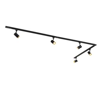 Sistema de carril monofásico 5 focos negro aro dorado