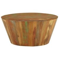 mesa de centro  65 x 31 cm  madera maciza reciclada con acabado multicolor - multicolor