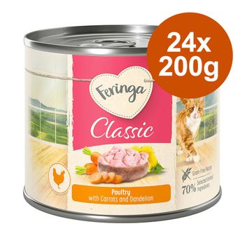Feringa Classic Meat Menu 24 x 200 g - Pack Ahorro - Pack mixto: ave, trucha con pollo, salmón con pavo y pato con ternera