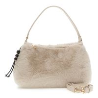 bolso de hombro de suave pelo sintetico ivory taglia unica