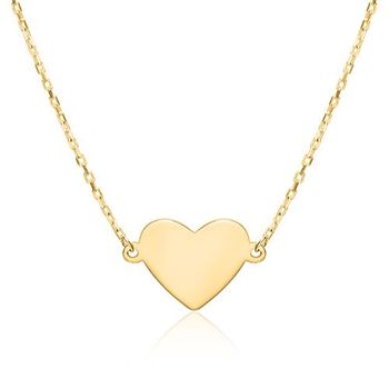 Cadena corazón para mujer en oro de 9 quilates, grabable