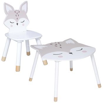 Set Mesa + 2 Sillas Infantiles Zorro 28x28x52,5cm/62x64x43cm Wellhome