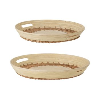 Set de 3 bandejas de bambú beige