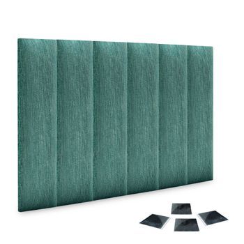Dhome Juego De 6 Paneles Tapizados De Tela De Lujo Pack Autoadhesivos Para Pared Acústicos Absorbentes Protección (lineal Green, 60x20cm, X6)