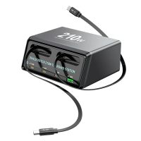 gan tech bakeey wlx-60e 210w cargador usb pd de 6 puertos usb-a3usb-c2usb-c cable de extension compatible con carga