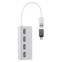 hub usb-ausb-c en aluminio a 4x usb-a con adaptador usb-c de tnb