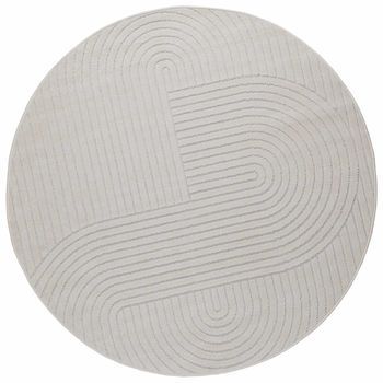 Alfombras De Área Redondo Palmeras Crema Ø 160 Cm Poliéster Vidaxl