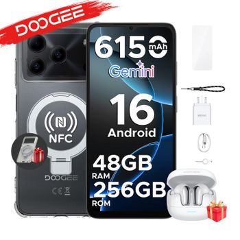 DOOGEE Note56 Plus Edición VIP Android 16 Gemini AI, batería de 6150 mAh, 48 GB de RAM (6 + 42), 256 GB de ROM, teléfono móvil