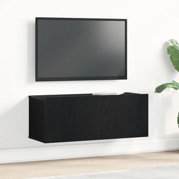 Vidaxl Gabinete De Tv 80 X 30 X 30 Cm Roble Negro Madera De Ingeniería