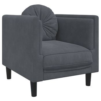 Sillón De Salón | Silla | Sillón Con Cojín Terciopelo Gris Oscuro