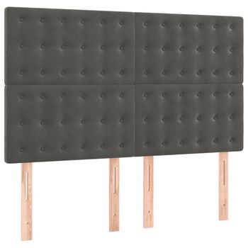 Pack 4 Uds Cabeceros Cama | Panel De Cabeceras Terciopelo Gris Oscuro 72x5x78/88 Cm