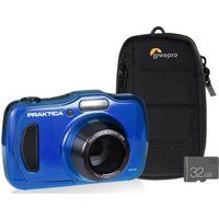 praktica luxmedia wp240-bl compact camera with case  sd card - blue blue