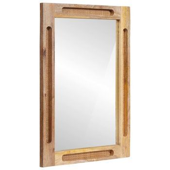 Espejo De Baño Marrón 50 X 2,5 X 70 Cm Madera De Mango Maciza Vidaxl