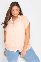 camisa rosa palido manga sisa mujer curvy y tallas grandes yours