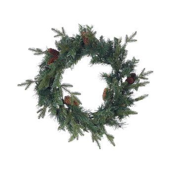 Corona De Navidad Con Piñas Sintéticas Y Bayas Para Puerta 60 Cm Verde Kamerun