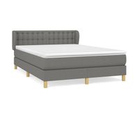 cama box spring con colchon tela gris oscuro 140x190 cm botones