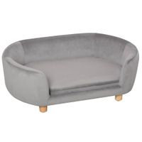 pawhut sofa para perros pequenos con patas de madera funda lavable y cojin desmontable 86x55x33 cm gris claro