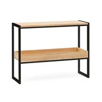 consola icub con bandeja 100x32x75cm negra en madera maciza de pino acabado natural estilo industrial box furniture
