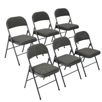 Pack 6 Sillas Plegables, Metal Y Tela, 46x46x79cm, Máx 110kg, Gris