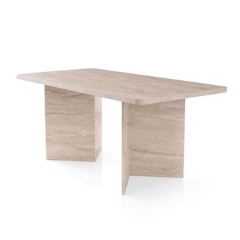 Mesa de comedor con tablero rectangular l180 cm - travertino