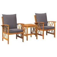 juego de jardin 3 uds con cojines de madera maciza acacia cfw970356
