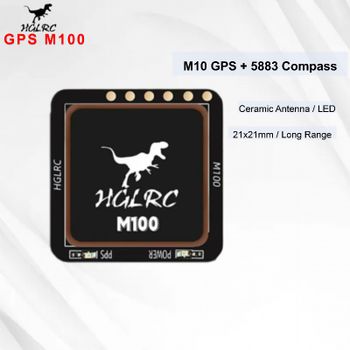 Módulo GPS HGLRC M100-5883 M10 con Brújula, Antena de Cerámica y LED de 21x21mm para Drones y Aviones RC de Largo Alcance FPV
