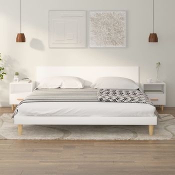 Mesitas De Noche - Mueble De Dormitorio - Madera Y Eucalipto - Blanco (40x35x47cm)