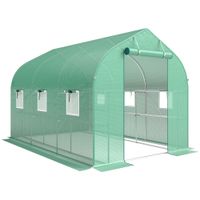 outsunny invernadero tunel de jardin 6m invernadero con estantes puerta y 6 ventanas estructura en acero galvanizado verde   aosom espana